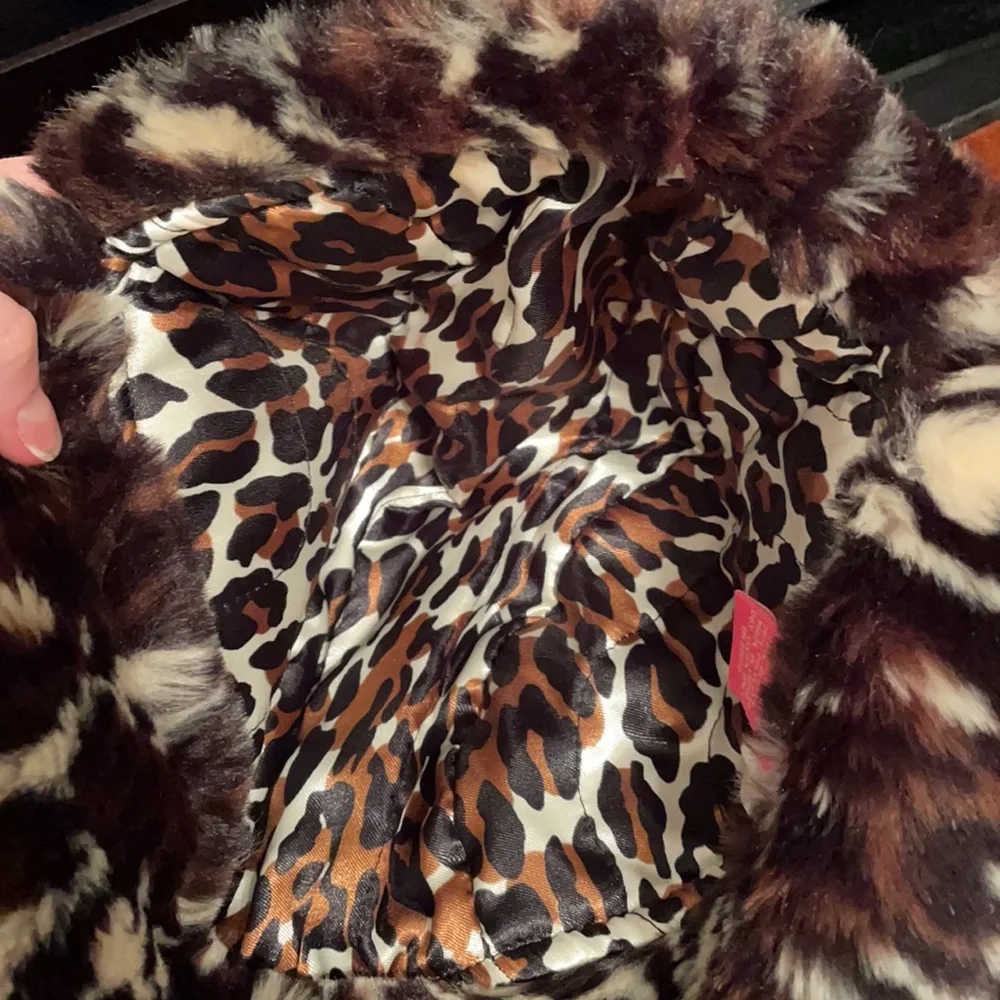 Betsey Johnson Leopard Black Trapper Winter Fur Hat